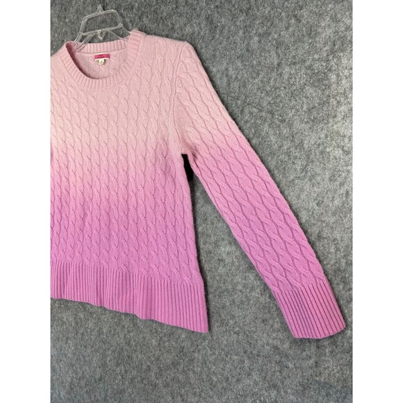 J. Crew Limited Edition Cashmere Purple Pink Ombre Cable Knit Sweater Size M - Picture 2 of 8